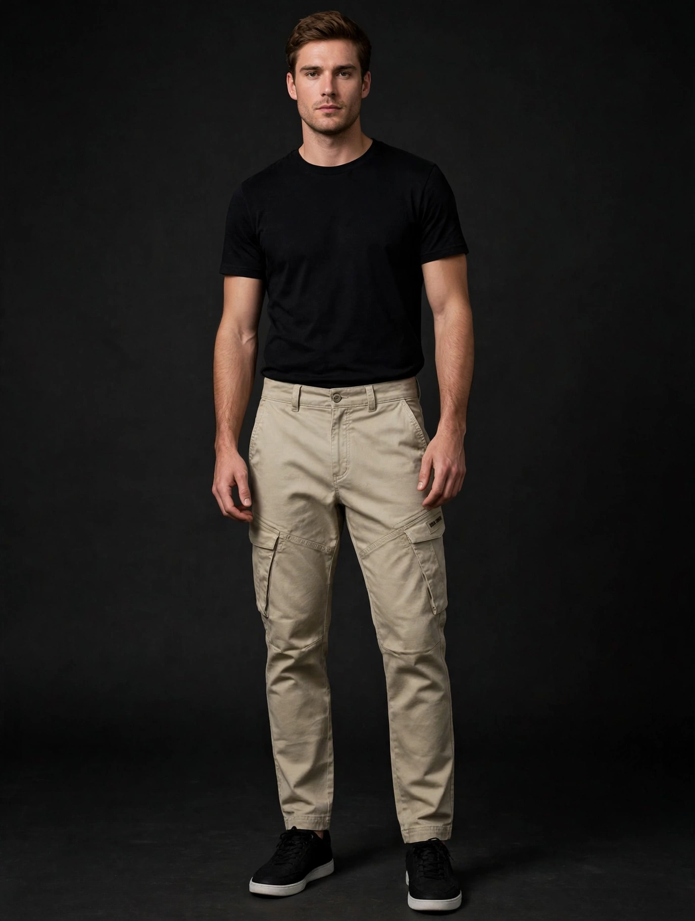 Model wearing a MAAS Apparels garment-dye cargo pant — Denim & Bottoms collection
