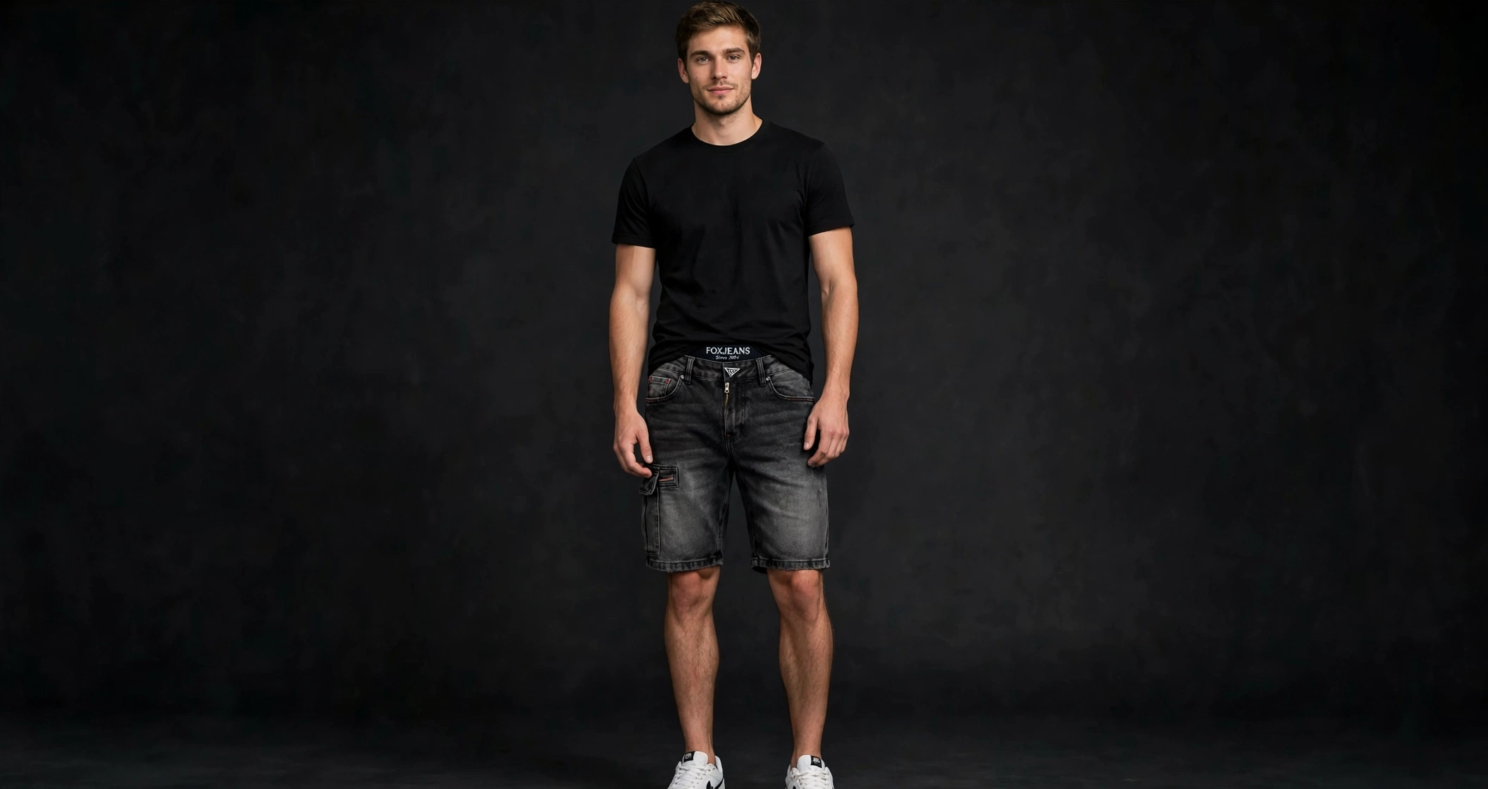 Model wearing a MAAS Apparels denim pant — Denim & Bottoms collection